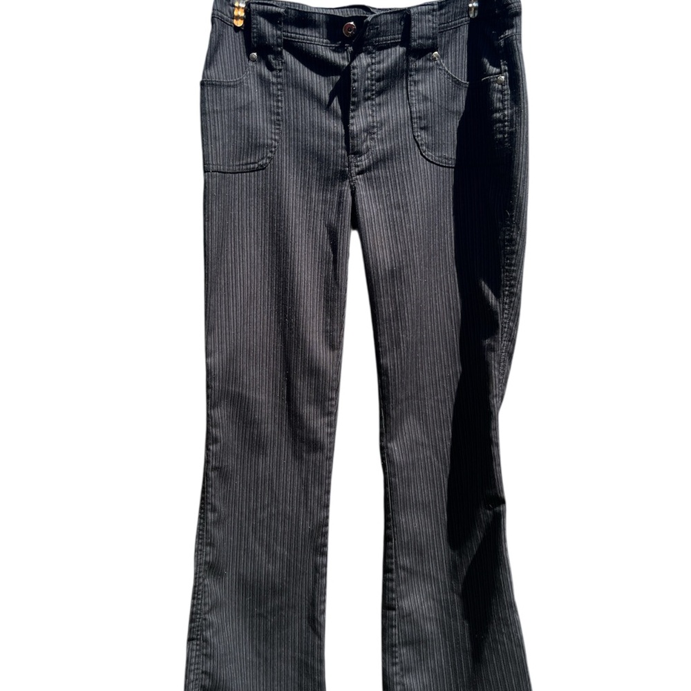 Suko Black Pinstripe jeans/pants size 12 wide leg cotton blend